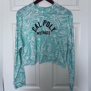 Champion Seafoam and White Marbled Cropped Long Sleeve crop top